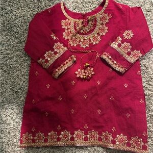 Posh Kids Crimson Top with Gold Embroidery